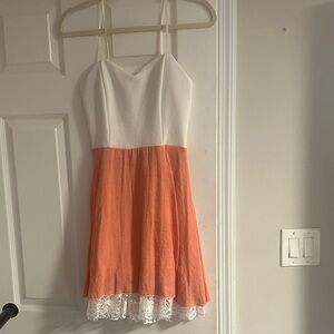Charming White and Orange Kids Dress